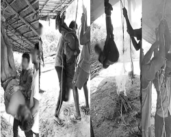 দুই যুবককে উল্টো ঝুলিয়ে মারধর, ধরিয়ে দেওয়া হলো আগুন